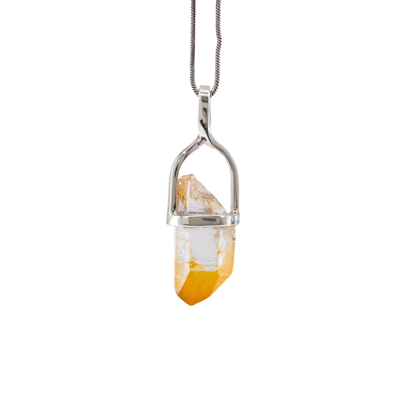 Iron Quartz 10.75 Carat Sterling Silver Handcrafted Natural Crystal Pendant