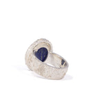 Back angled view of textured Sterling Silver Lapis Lazuli ring