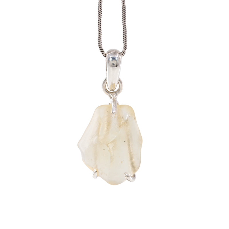 Libyan Desert Glass 7.9 Carat Sterling Silver Handcrafted Tektite Pendant