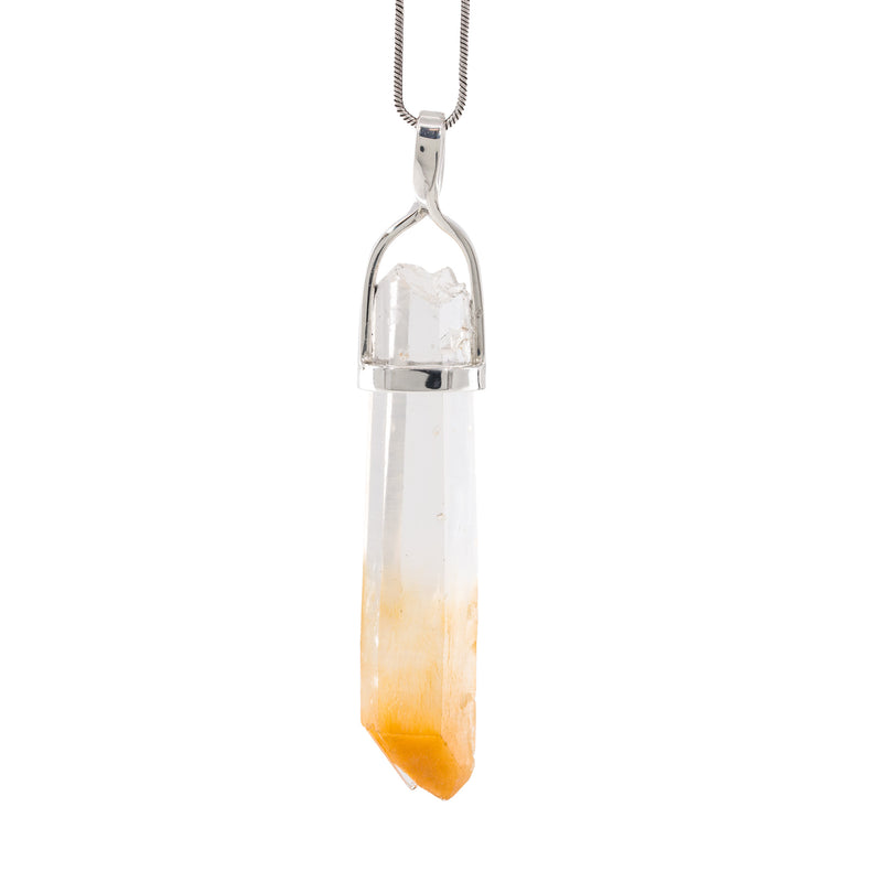 Mango Quartz 33.09 Carat Handcrafted Sterling Silver Natural Crystal Pendant
