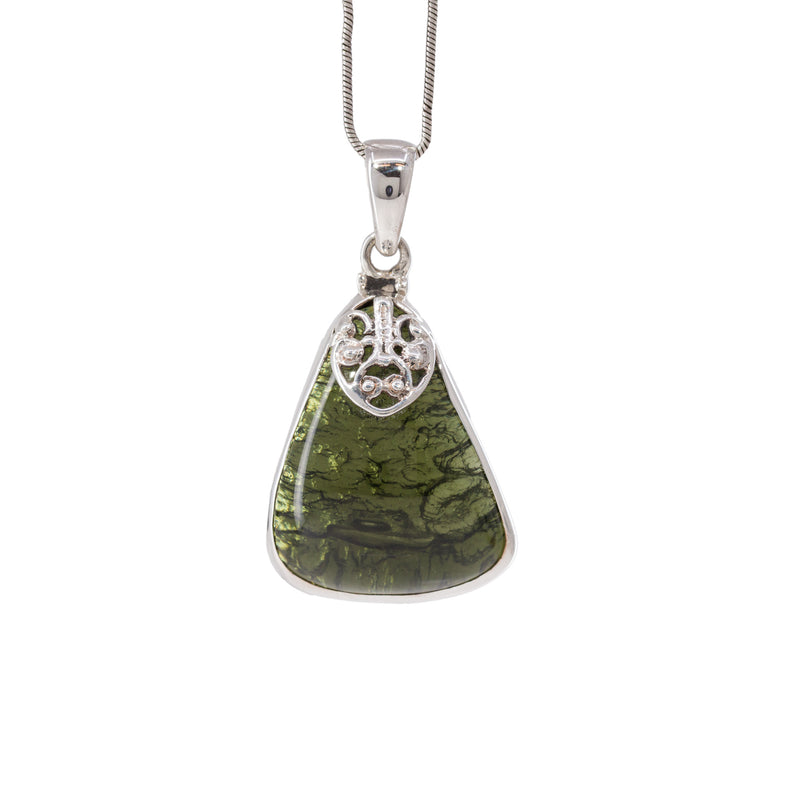 Moldavite 7g Sterling Silver Handcrafted Tektite Pendant