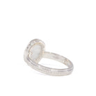 Back view of Sterling Silver Moonstone ring with beaded band detail