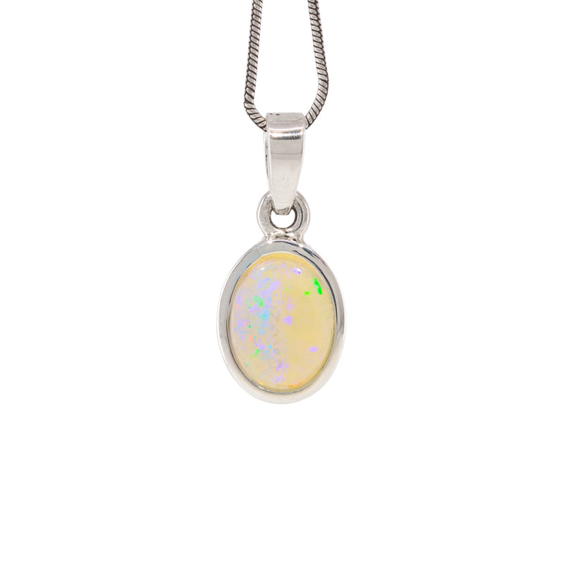 Opal 1.68 Carat Sterling Silver Handcrafted Gem Cabochon Pendant
