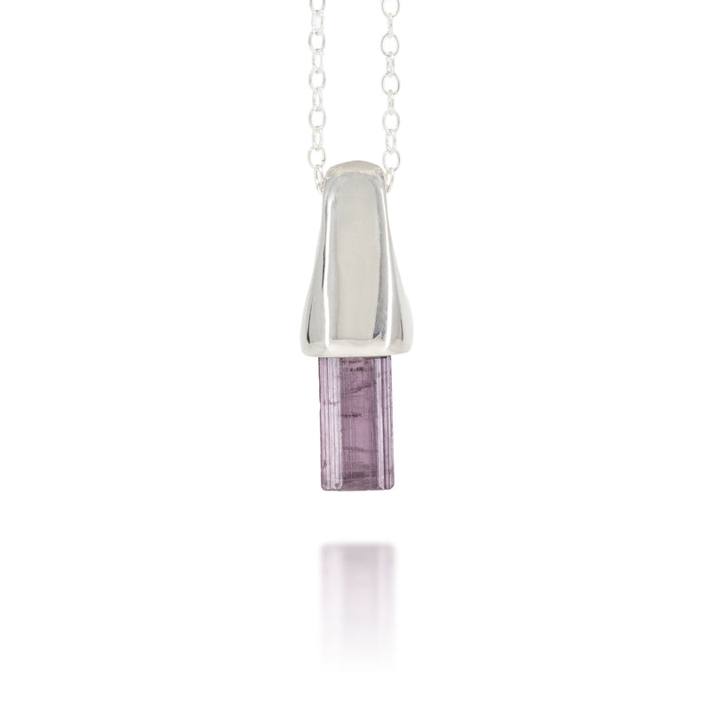 Purple Tourmaline Handcrafted Sterling Silver Natural Crystal Pendant