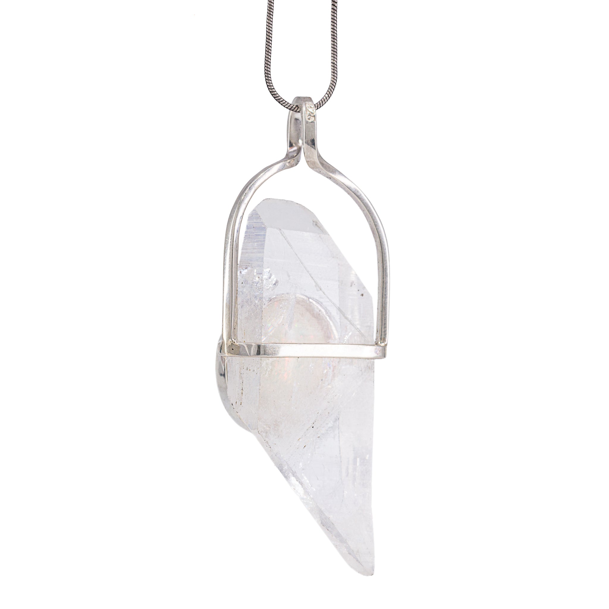 Reverse view of handcrafted Quartz and Opal pendant