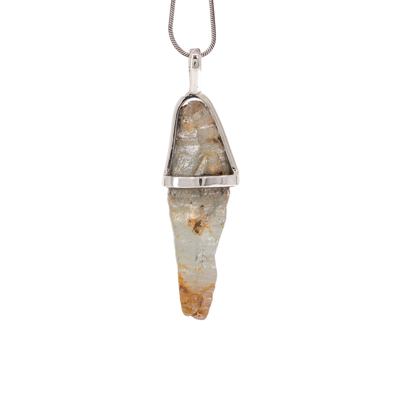 Blue Sapphire 31.25 Carat Sterling Silver Handcrafted Natural Crystal Pendant