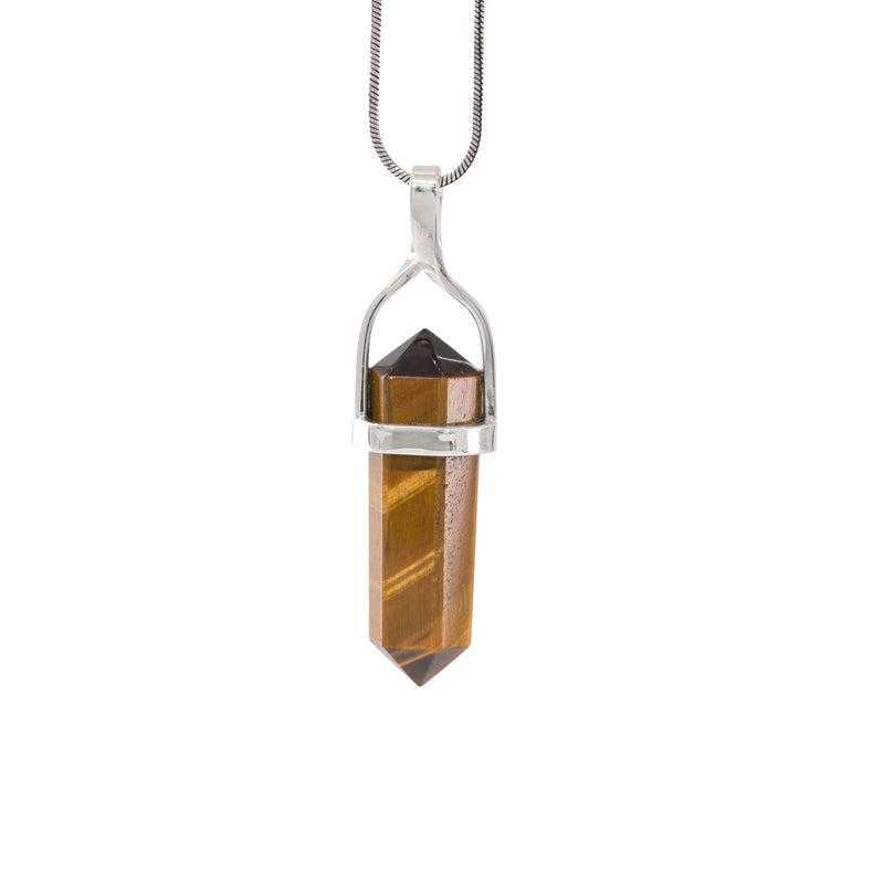 Tigers Eye 15.12 Carat Handcrafted Sterling Silver Polished Crystal Pendant