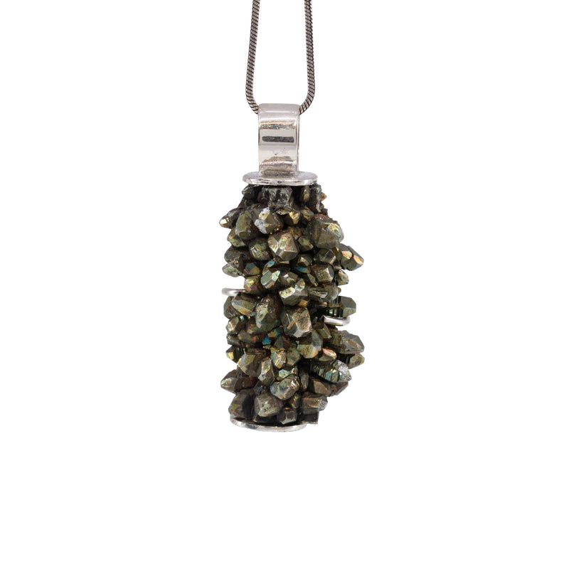 Marcasite 32.5 Carat Sterling Silver Handcrafted Natural Crystal Pendant