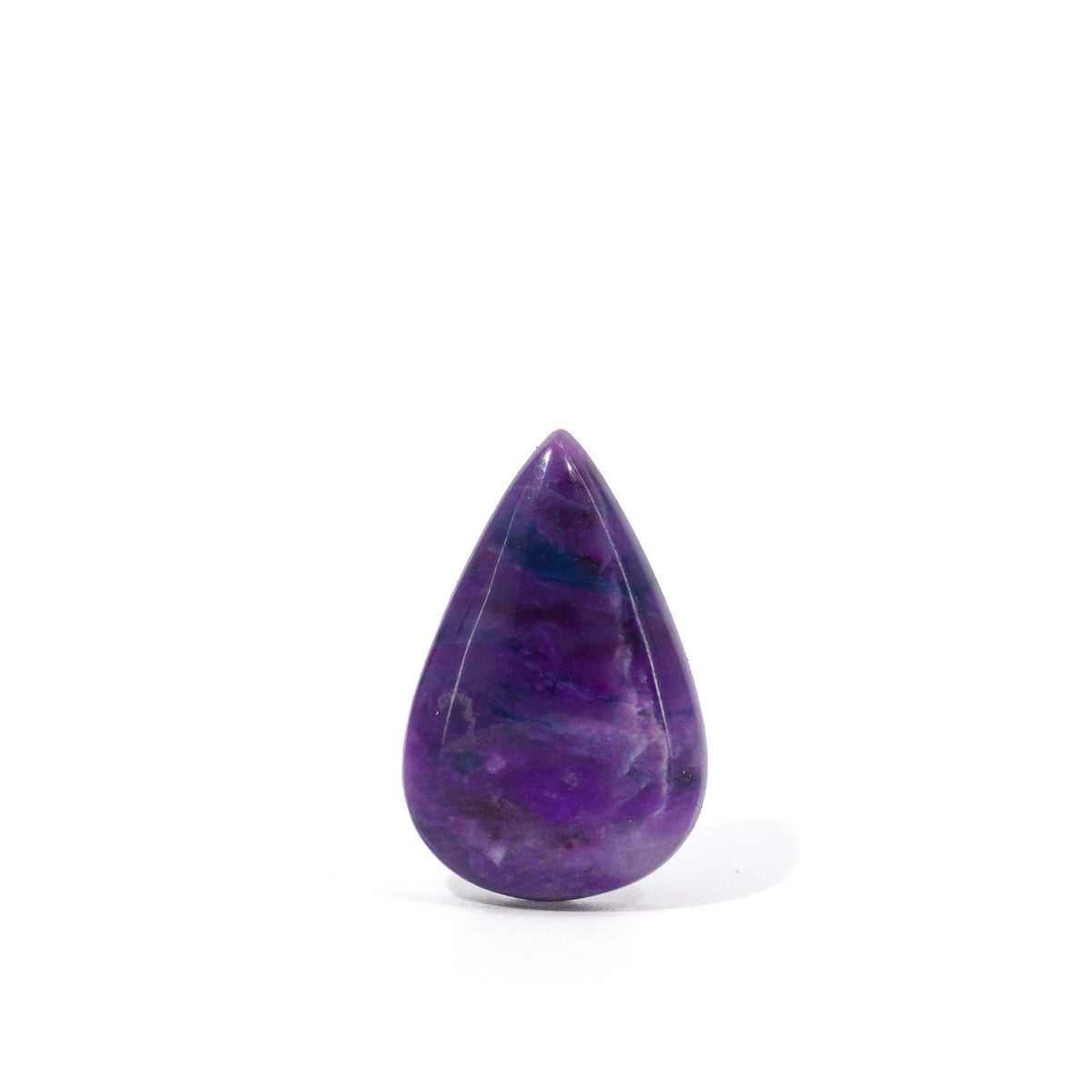 Pear shaped Sugilite cabochon with layered violet and deep purple color