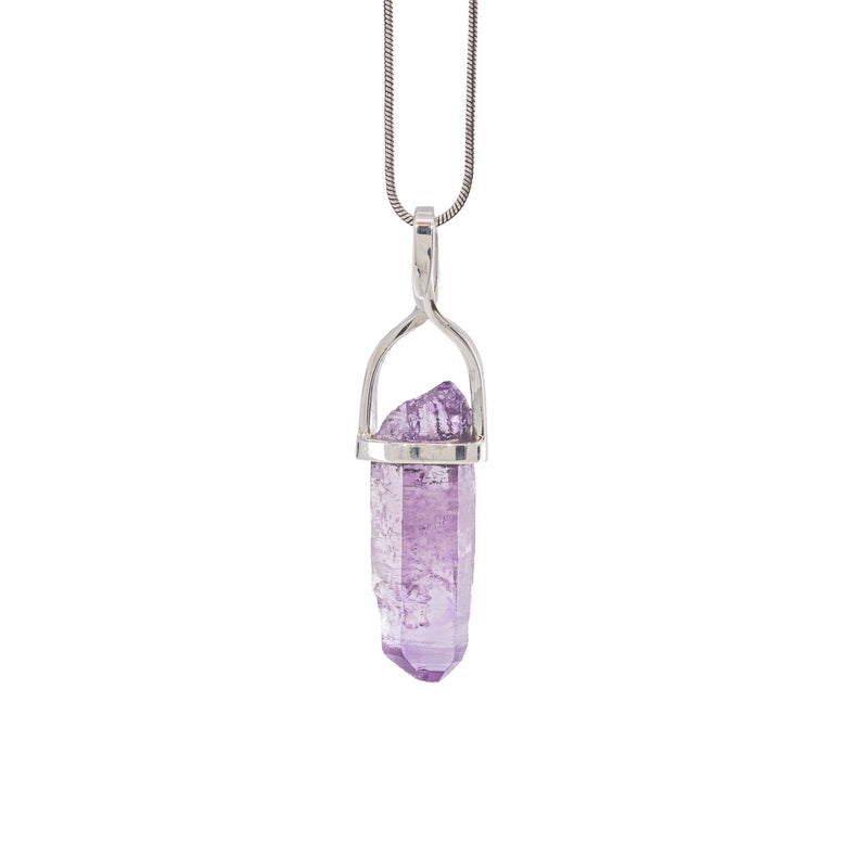 Veracruz Amethyst 9.89 Carat Sterling Silver Handcrafted Natural Crystal Pendant