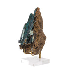 Side view of Vivianite crystals on brown matrix