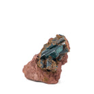 Close view of blue-green Vivianite crystals on matrix