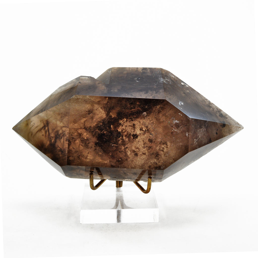 Rutilated Smoky Quartz 8 inch 3.0lbs Double Terminated Partial Polished Natural Crystal - Brazil - FFH-103 - Crystalarium