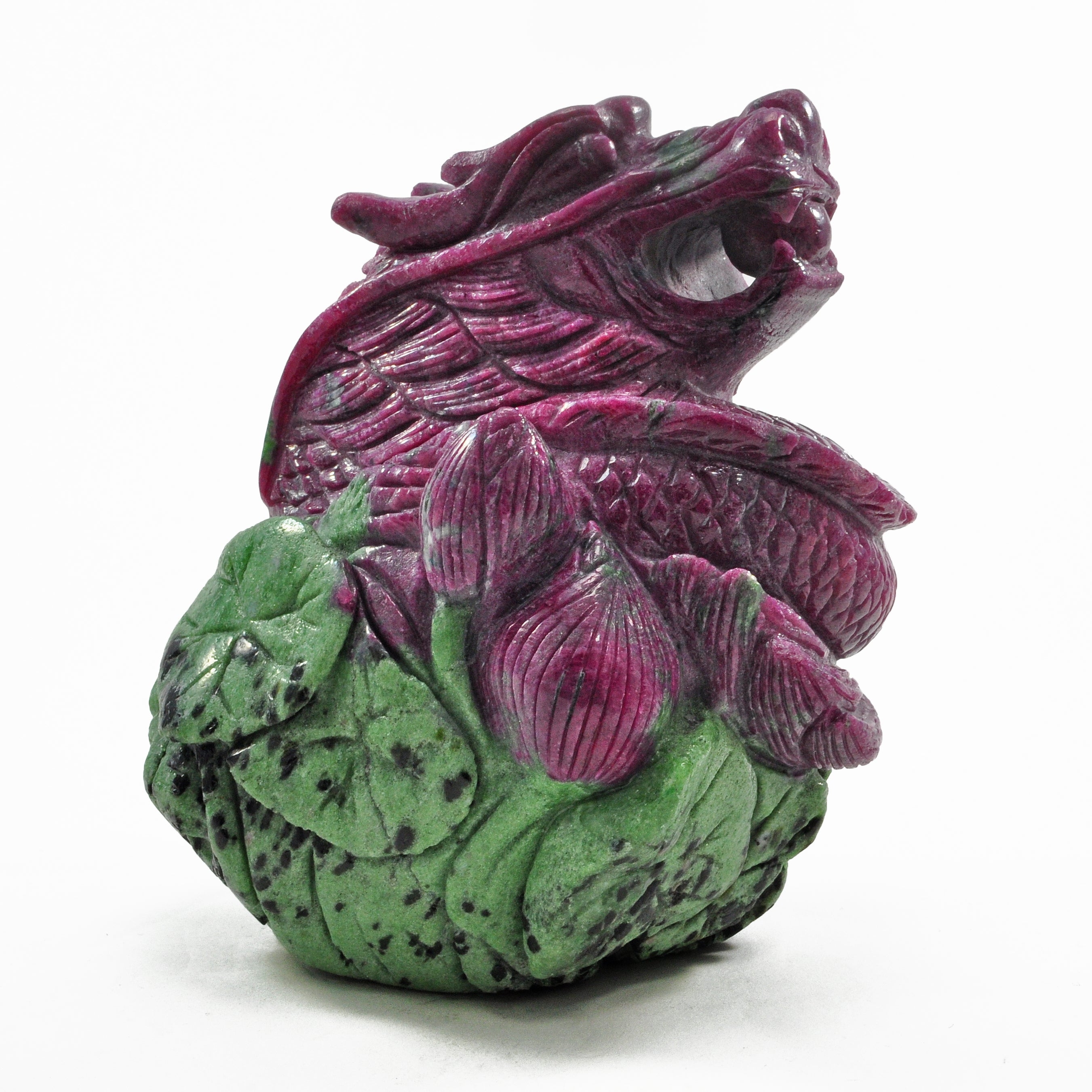 Ruby 4.53 inch 3.2 lbs with Zoisite Natural Crystal Carved Dragon - FFF-001 - Crystalarium