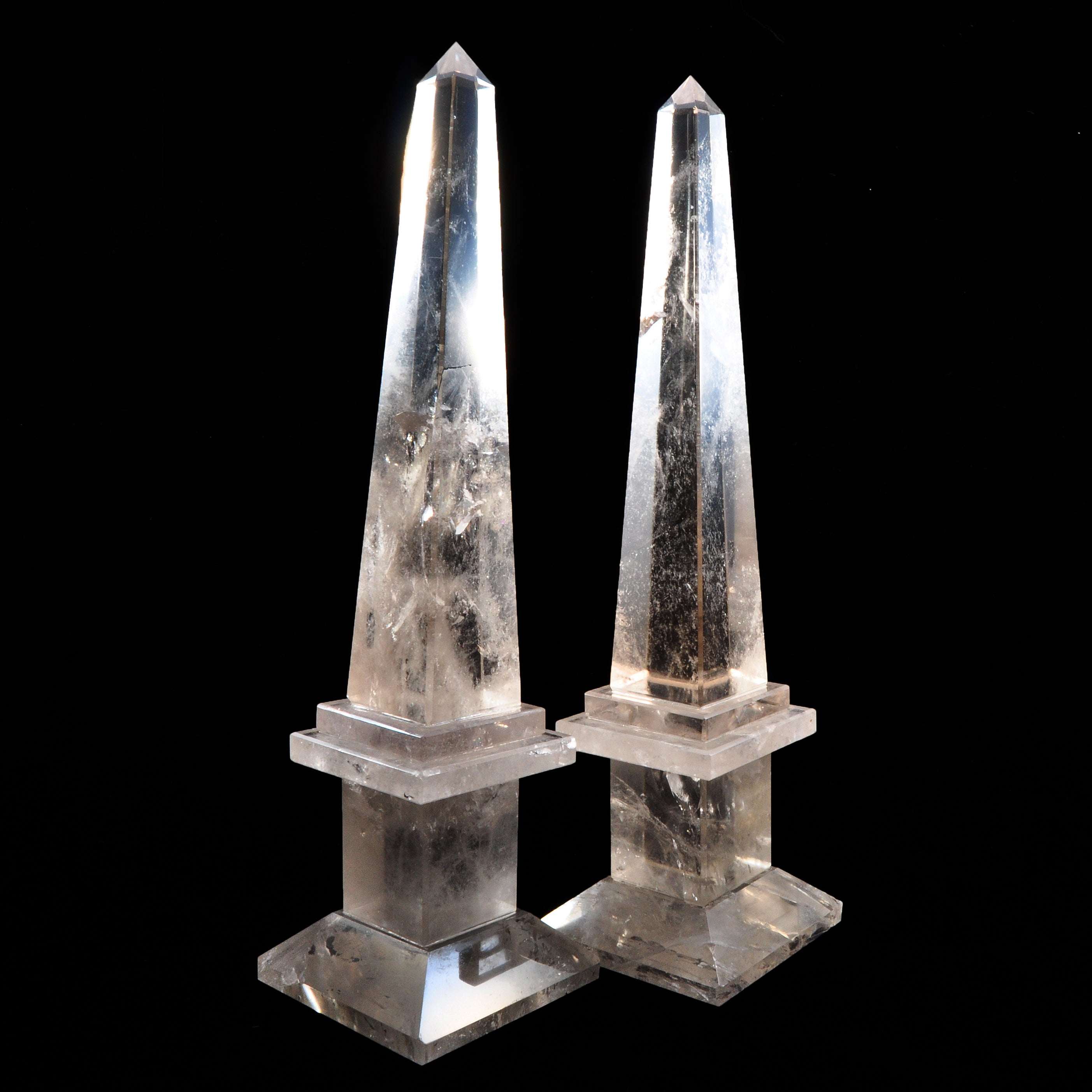 Quartz 12.5 inch Tall Pair of Crystal Obelisks - Brazil - FFR-002 - Crystalarium