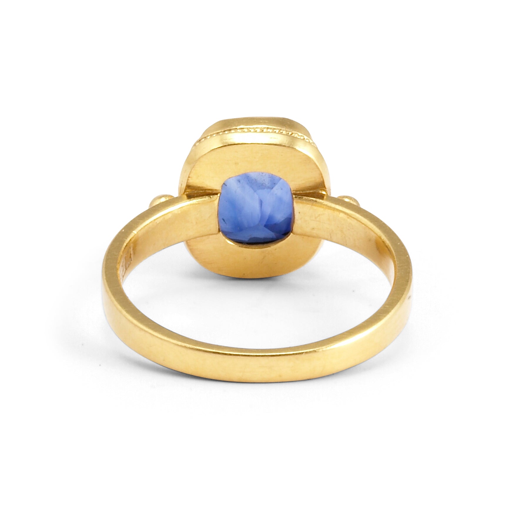 Blue Sapphire 3.59ct Faceted 22Kt Gold Handmade Ring - VO-335 - Crystalarium