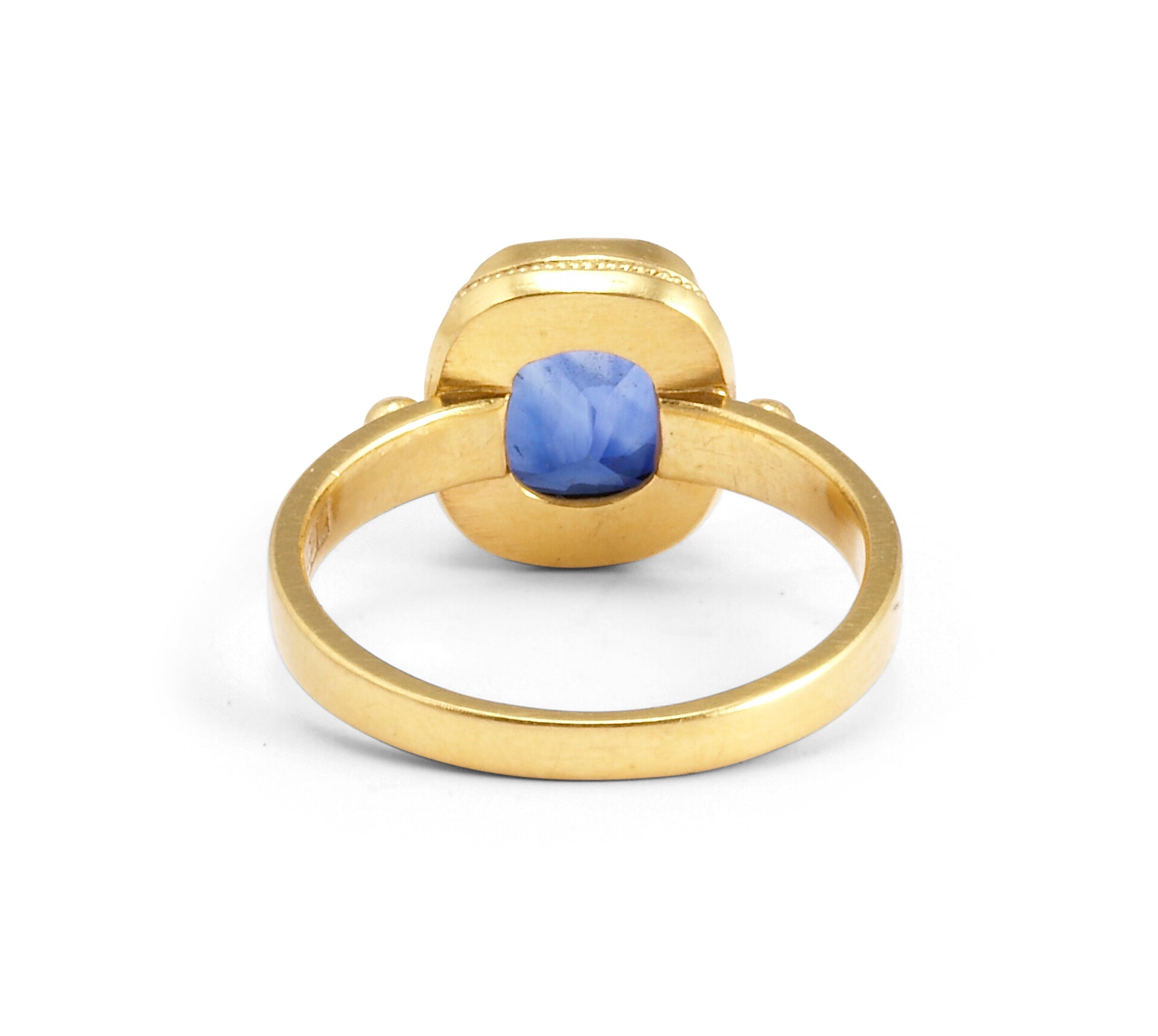 Blue Sapphire 3.59ct Faceted 22Kt Gold Handmade Ring - VO-335 - Crystalarium