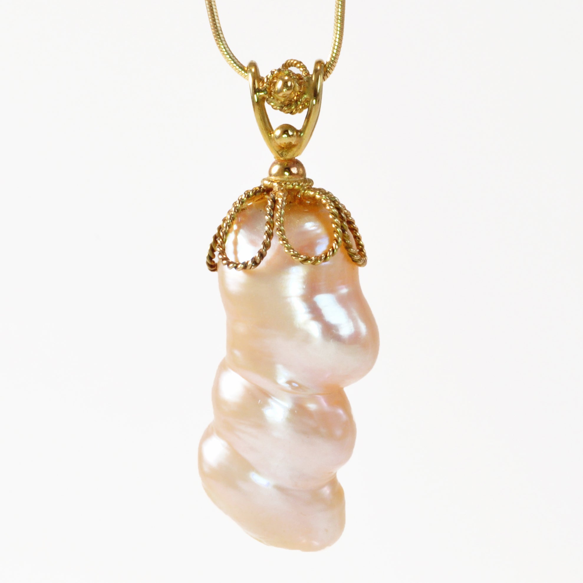 Baroque Pearl 26.27ct Handcrafted 18k Filigree Pendant - UO-002 - Crystalarium