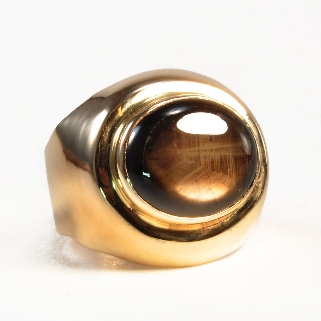 Black Star Sapphire 20.92ct Handcrafted 14k Gemstone Ring - DDO-094 - Crystalarium