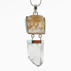 Rutilated Quartz & Clear Quartz Natural Crystal Sterling Silver Handcrafted Pendant - EEO-217 - Crystalarium