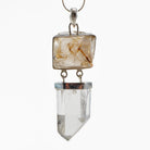 Rutilated Quartz & Clear Quartz Natural Crystal Sterling Silver Handcrafted Pendant - EEO-217 - Crystalarium