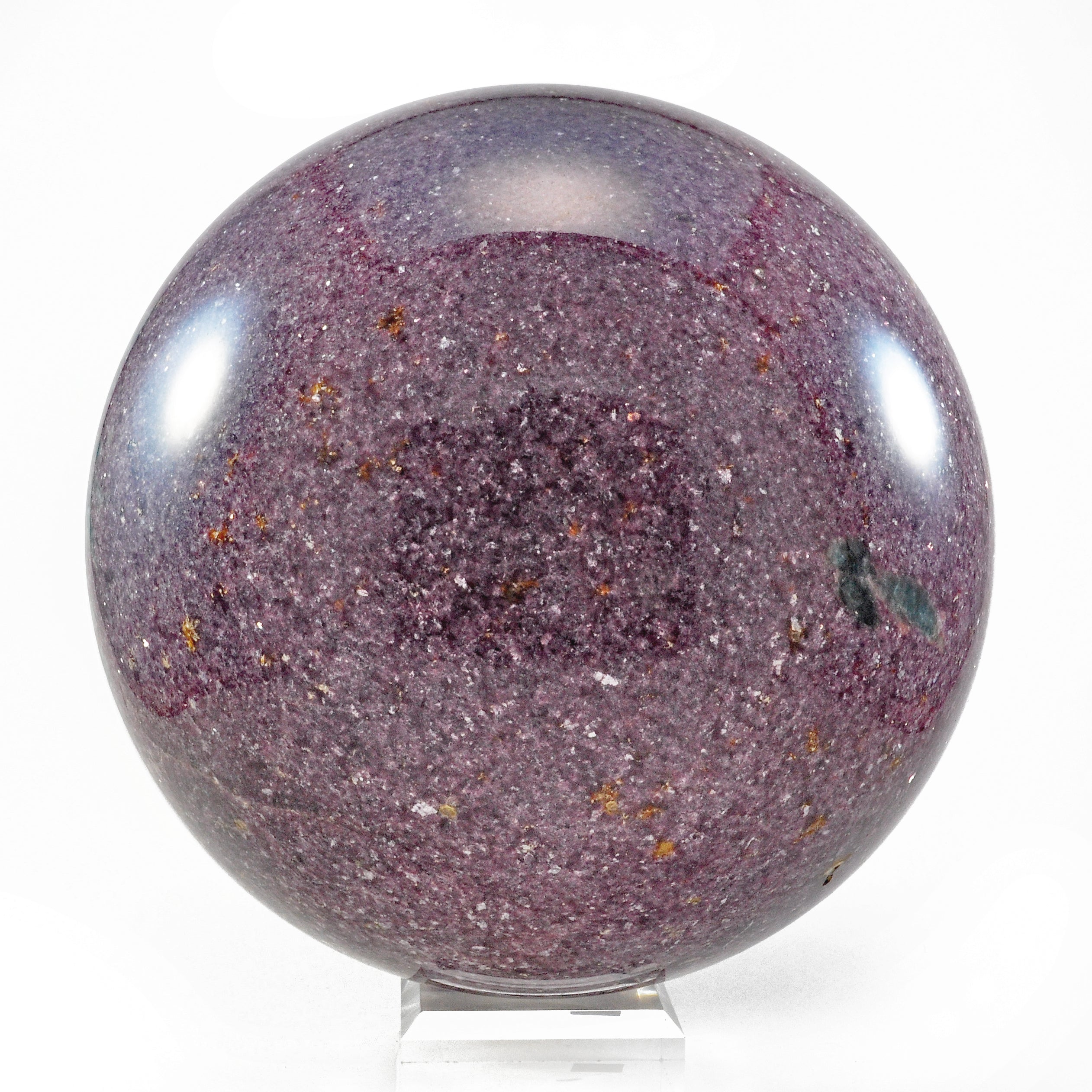 Lepidolite 8 inch 26.5 lbs Polished Crystal Sphere with Aquamarine - MSCON-166 - Crystalarium