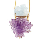 Amethyst 53.75 Carat with Aquamarine 14k Handcrafted Natural Crystal Pendant - KKO-215 - Crystalarium