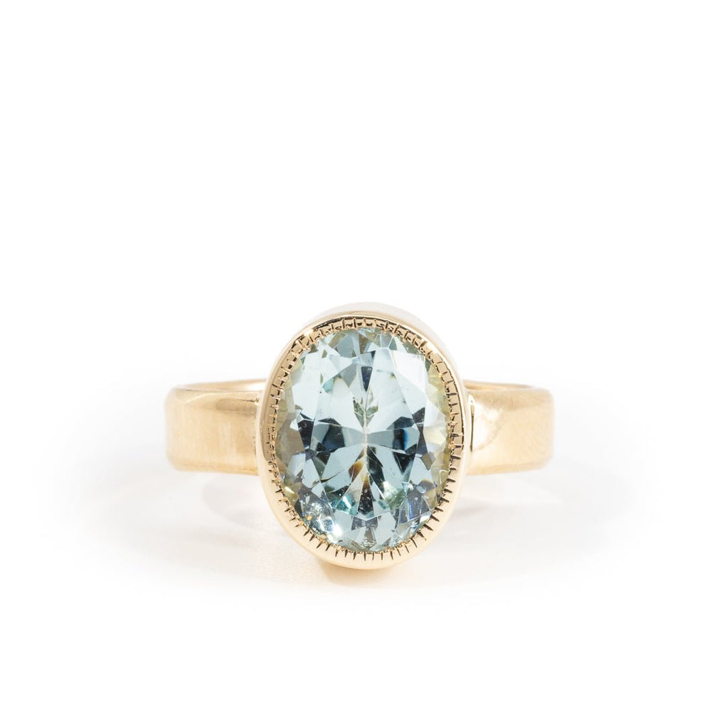 Aquamarine 3.85 Carat 14k Handcrafted Gemstone Ring - LLO-052 - Crystalarium