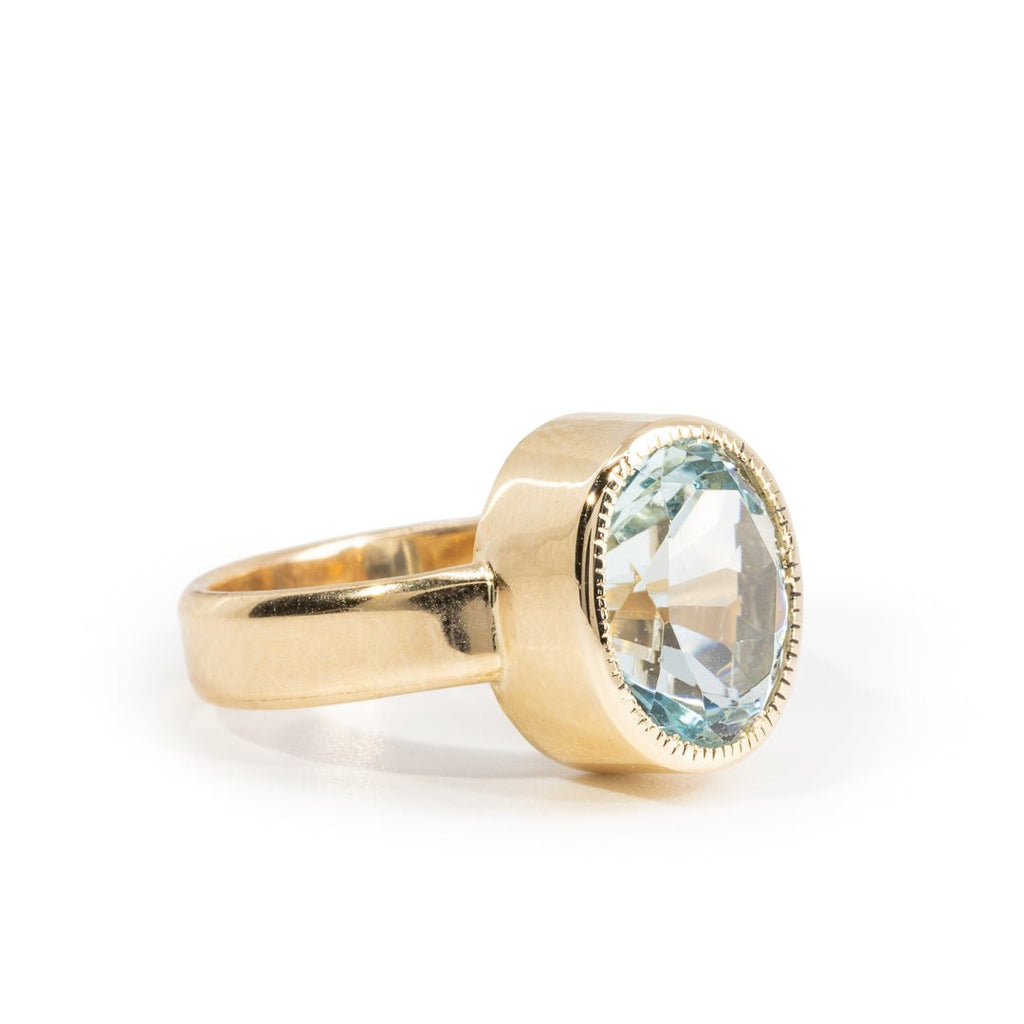 Aquamarine 3.85 Carat 14k Handcrafted Gemstone Ring - LLO-052 - Crystalarium