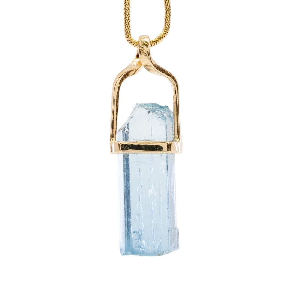 Aquamarine 9.62 Carat Natural Crystal 14k Handcrafted Twist Pendant - JJO-159 - Crystalarium