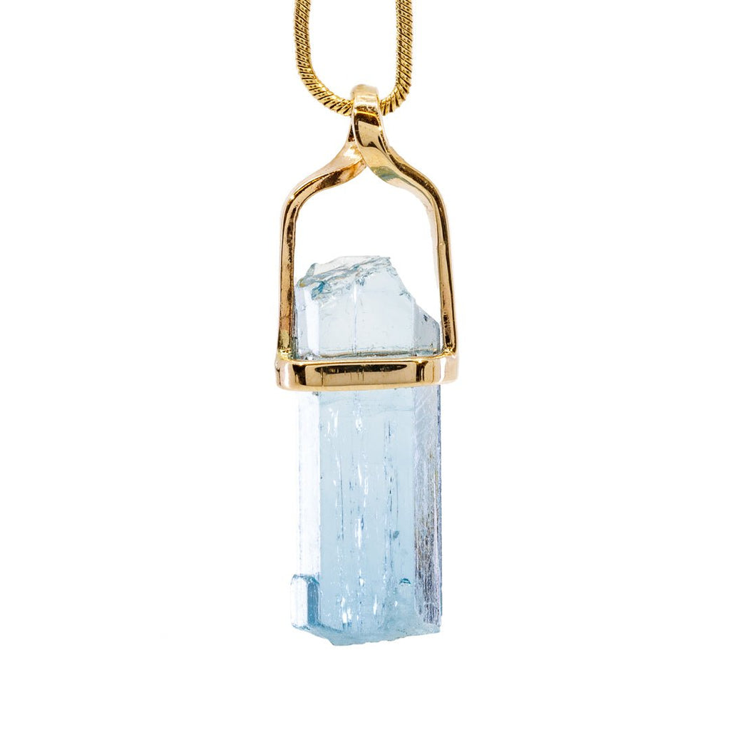 Aquamarine 9.62 Carat Natural Crystal 14k Handcrafted Twist Pendant - JJO-159 - Crystalarium