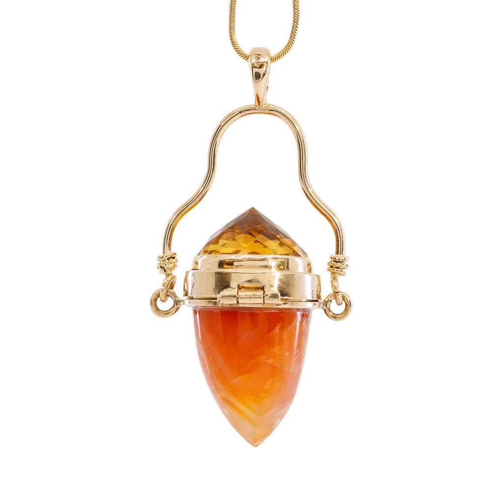 Carnelian Vessel with Faceted Citrine 14k Handcrafted Pendant - CCO-083 - Crystalarium