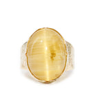 Heliodor, Catseye 15.05 Carat Cabochon14k Handcrafted Gemstone Ring - YO-356 - Crystalarium