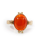 Opal - Mexican Cherry Opal 3.28 Carat Cabochon 14k Handcrafted Gemstone Ring - YO-309 - Crystalarium