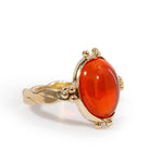 Opal - Mexican Cherry Opal 3.28 Carat Cabochon 14k Handcrafted Gemstone Ring - YO-309 - Crystalarium