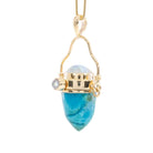 Chrysocolla 29.82 carat with Moonstone Gemstone 14K Handcrafted Vessel Pendant - CCO-082 - Crystalarium