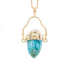 Chrysocolla 29.82 carat with Moonstone Gemstone 14K Handcrafted Vessel Pendant - CCO-082 - Crystalarium