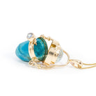 Chrysocolla 29.82 carat with Moonstone Gemstone 14K Handcrafted Vessel Pendant - CCO-082 - Crystalarium