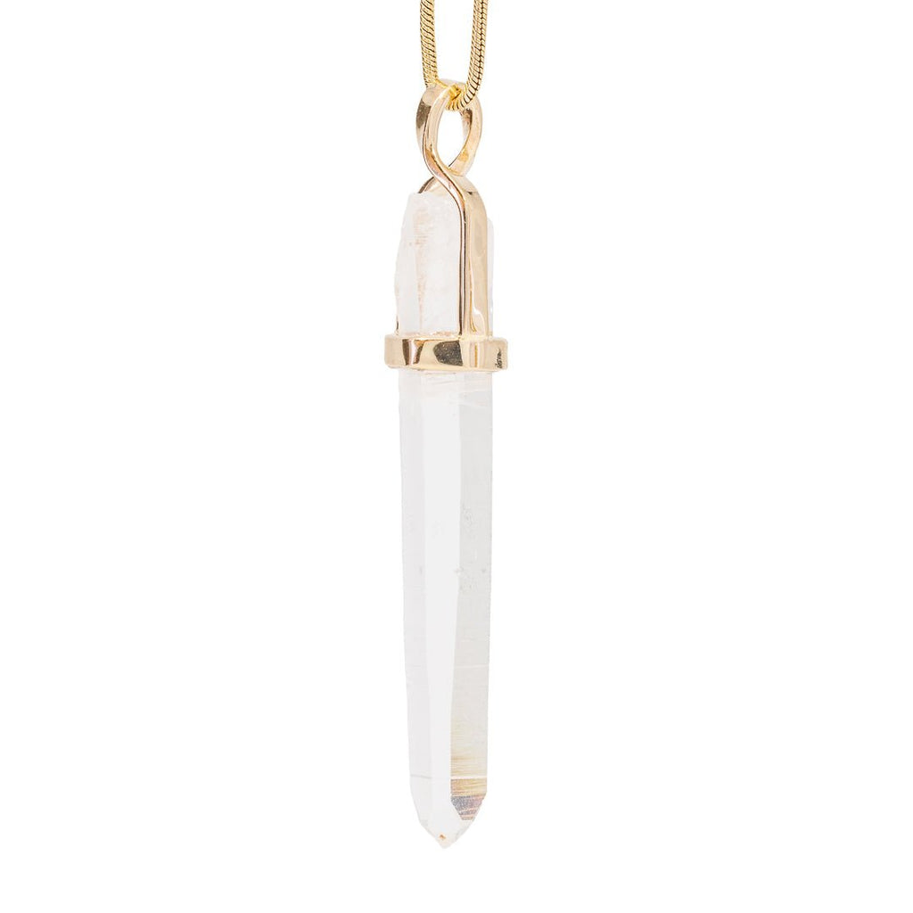 Colombian Quartz 5.75 Carat 14k Handcrafted Natural Crystal Pendant - KKO-126 - Crystalarium
