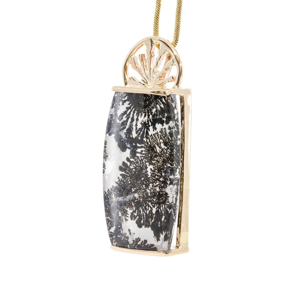 Dendritic Quartz 32.75 Carat Buff Top 14k Handcrafted Crystal Pendant - KKO-213 - Crystalarium