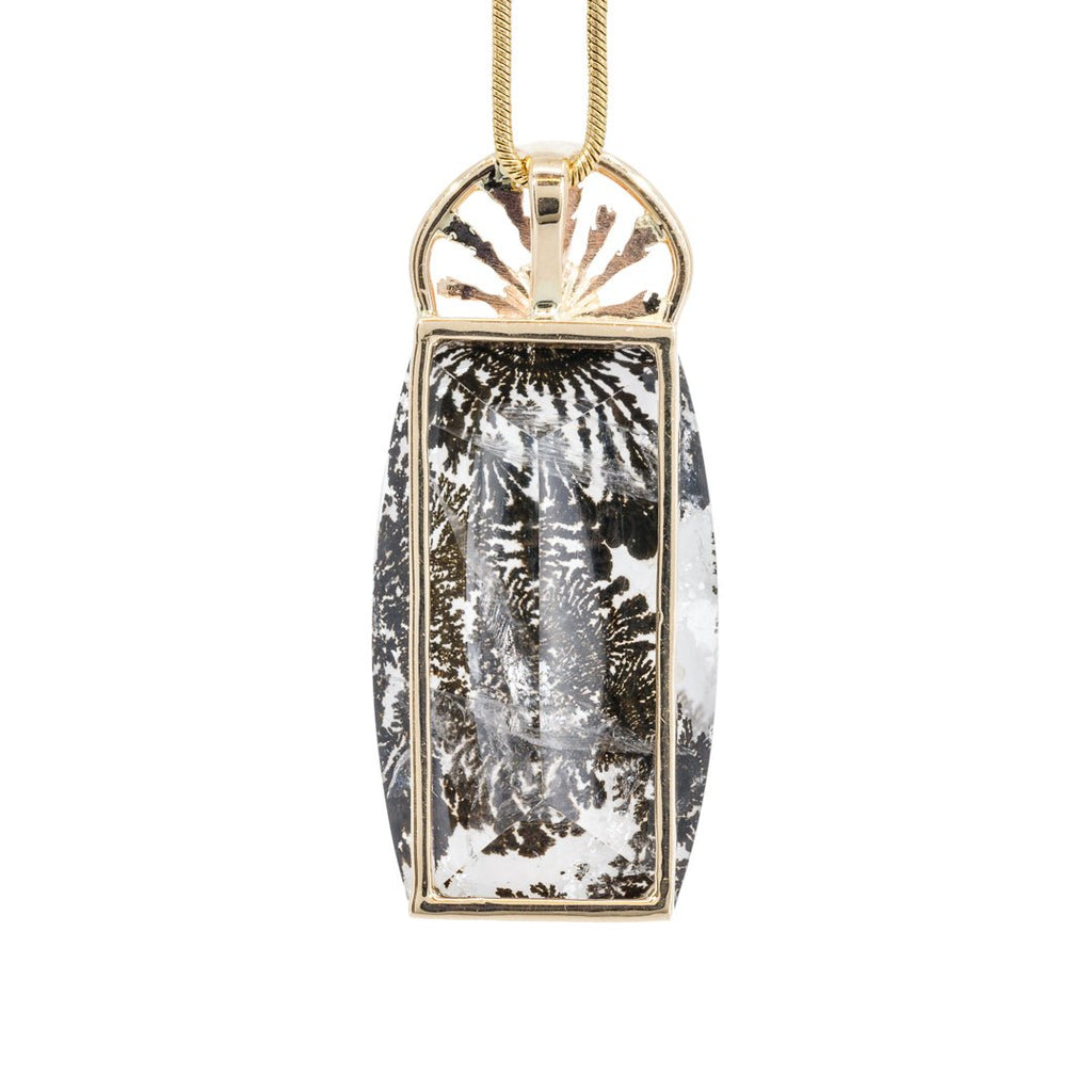 Dendritic Quartz 32.75 Carat Buff Top 14k Handcrafted Crystal Pendant - KKO-213 - Crystalarium