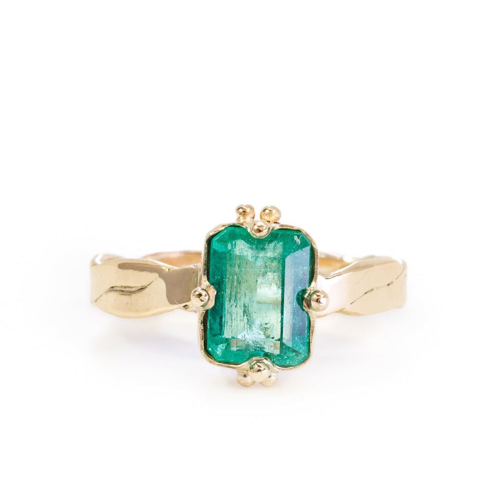 Emerald 2.29 Carats Faceted 14k Handcrafted Gemstone Ring - AAO-194 - Crystalarium