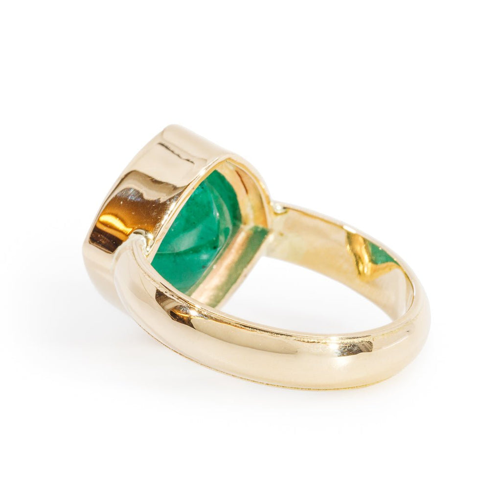 Emerald 6.9 Carat 14k Square Cabochon Handcrafted Gemstone Ring - KKO-121 - Crystalarium