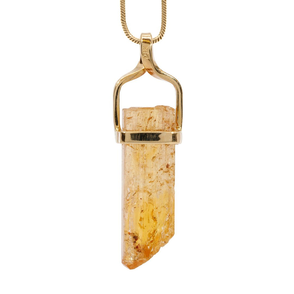 Imperial Topaz 7.54 Carat Natural Crystal 14k Handcrafted Twist Pendant - JJO-202 - Crystalarium