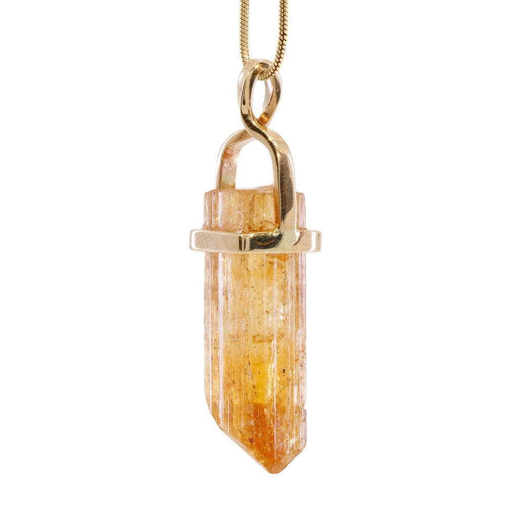 Imperial Topaz 7.54 Carat Natural Crystal 14k Handcrafted Twist Pendant - JJO-202 - Crystalarium