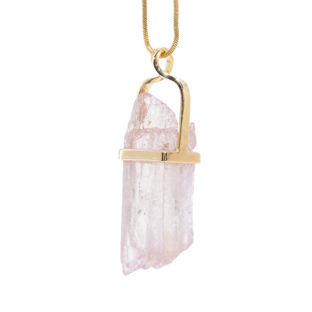 Kunzite 33.43 Carat 14k Handcrafted Natural Crystal Twist Pendant - JJO-130 - Crystalarium