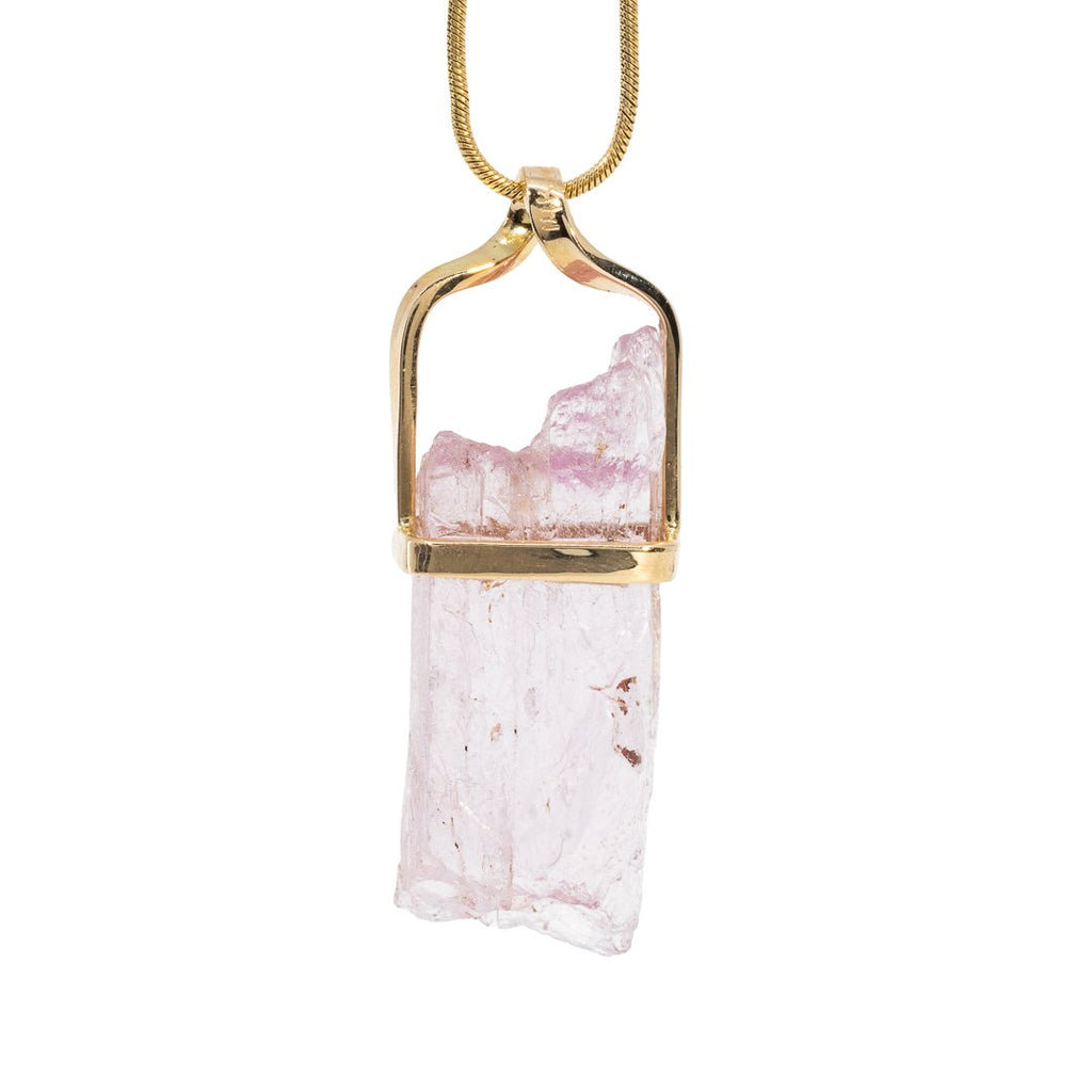 Kunzite 33.43 Carat 14k Handcrafted Natural Crystal Twist Pendant - JJO-130 - Crystalarium
