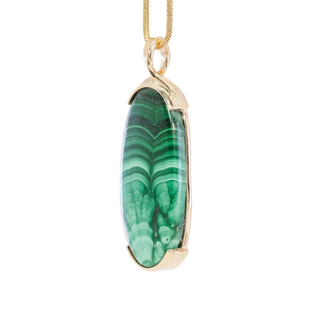 Malachite 18.59 Carat 14k Handcrafted Crystal Pendant - KKO-088 - Crystalarium
