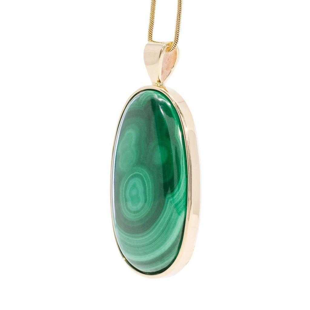 Malachite 56.06 Carat 14k Handcrafted Crystal Pendant - KKO-106 - Crystalarium