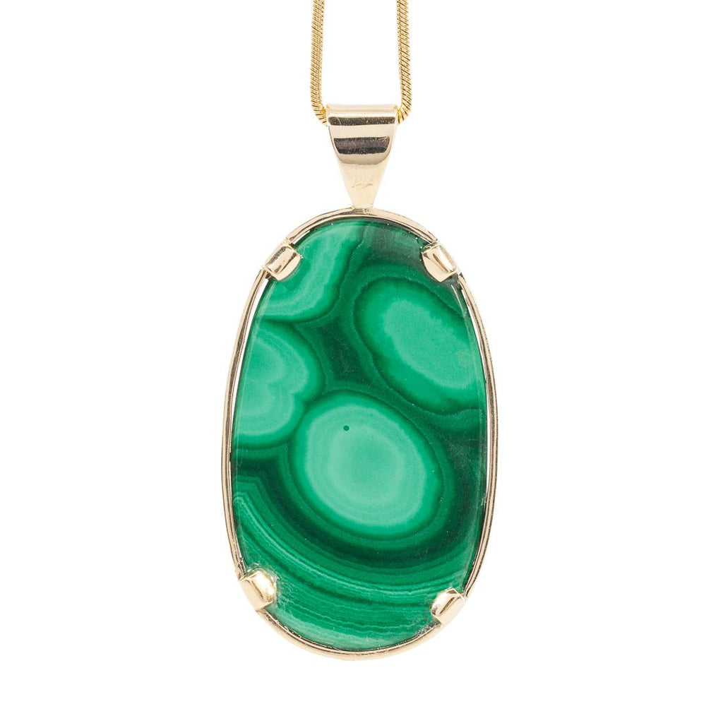 Malachite 56.06 Carat 14k Handcrafted Crystal Pendant - KKO-106 - Crystalarium